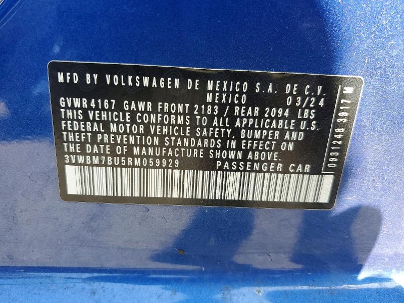 Продажа на аукционе авто 2024 Volkswagen Jetta, vin: 3VWBM7BU5RM059929, номер лота: 46759226