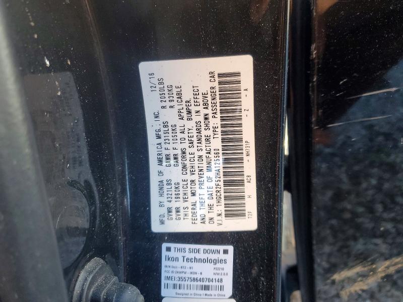 45821436 :رقم المزاد ، 1HGCR2F52HA125560 vin ، 2017 Honda Accord مزاد بيع