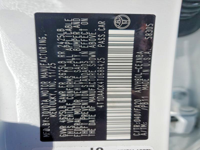 2026 Toyota Camry მანქანა იყიდება აუქციონზე, vin: 4T1DAACK4TU686425, აუქციონის ნომერი: 46495926