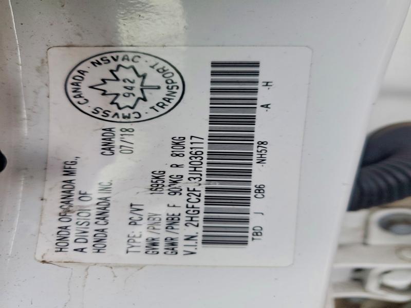 Aukcja sprzedaży 2018 Honda Civic, vin: 2HGFC2F53JH036117, numer aukcji: 77708655