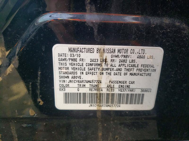 46084996 :رقم المزاد ، JN1CV6AR7AM457724 vin ، 2010 Infiniti G37 Sedan مزاد بيع