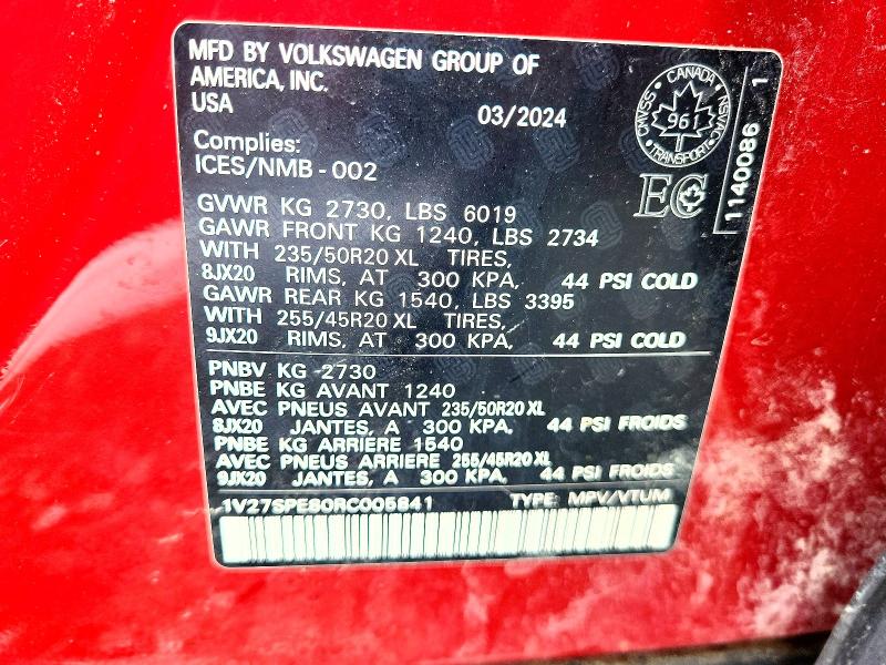 2024 Volkswagen Id.4 მანქანა იყიდება აუქციონზე, vin: 1V27SPE80RC005841, აუქციონის ნომერი: 46882126