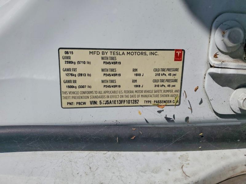 2015 Tesla Model S მანქანა იყიდება აუქციონზე, vin: 5YJSA1E13FF101282, აუქციონის ნომერი: 46185936