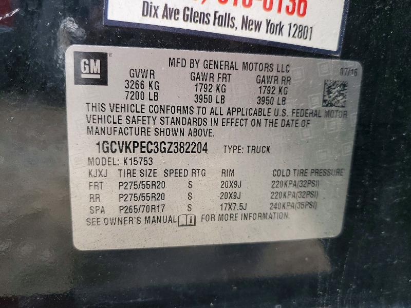 2016 Chevrolet Silverado მანქანა იყიდება აუქციონზე, vin: 1GCVKPEC3GZ382204, აუქციონის ნომერი: 47977746