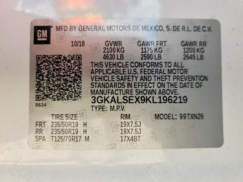 2019 Gmc Terrain მანქანა იყიდება აუქციონზე, vin: 3GKALSEX9KL196219, აუქციონის ნომერი: 47263186