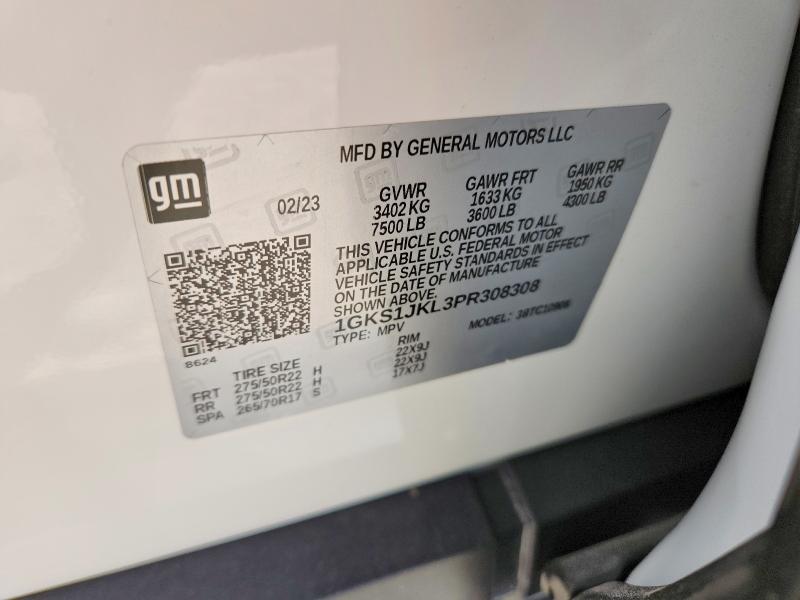 46129376 :رقم المزاد ، 1GKS1JKL3PR308308 vin ، 2023 Gmc Yukon Xl مزاد بيع
