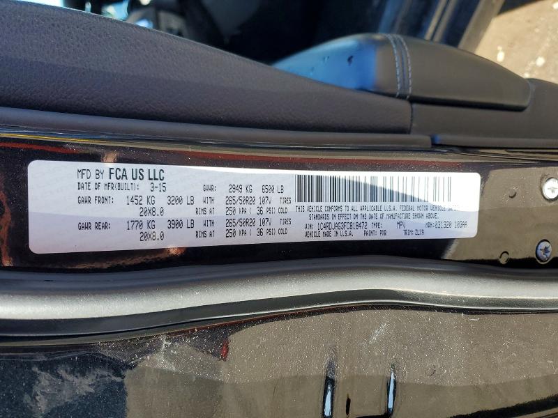 2015 Dodge Durango მანქანა იყიდება აუქციონზე, vin: 1C4RDJAG3FC818472, აუქციონის ნომერი: 41891086