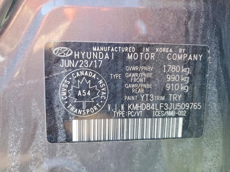 47746926 :رقم المزاد ، KMHD84LF3JU509765 vin ، 2018 Hyundai Elantra مزاد بيع