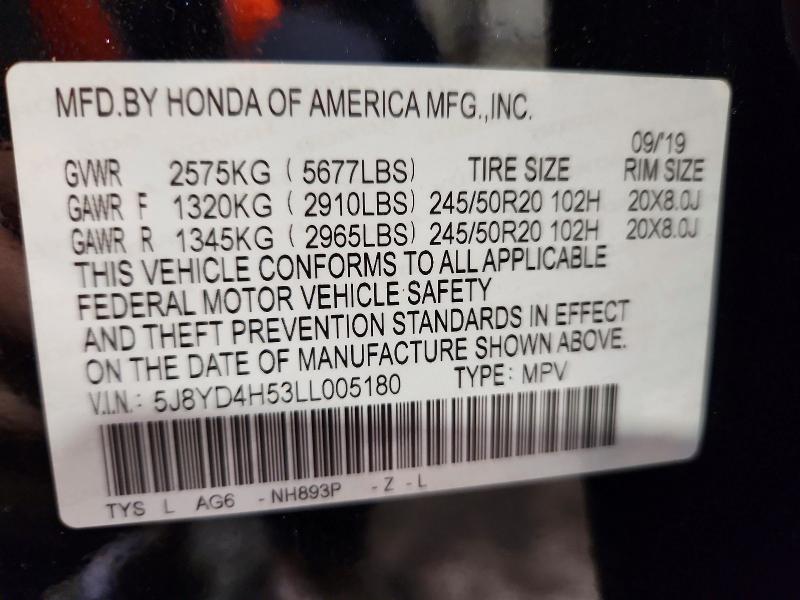 Aukcja sprzedaży 2020 Acura Mdx, vin: 5J8YD4H53LL005180, numer aukcji: 46937916