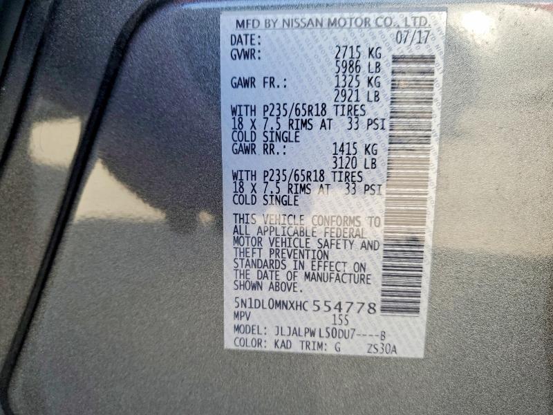 Продажа на аукционе авто 2017 Infiniti Qx60, vin: 5N1DL0MNXHC554778, номер лота: 45976106