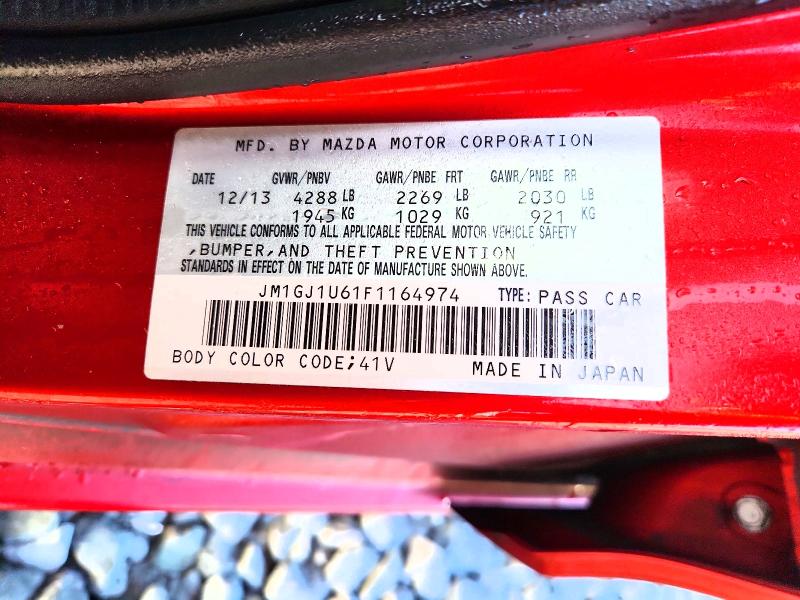 Продаж на аукціоні авто 2015 Mazda 6, vin: JM1GJ1U61F1164974, номер лоту: 42068396