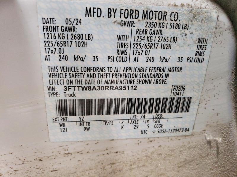 Aukcja sprzedaży 2024 Ford Maverick, vin: 3FTTW8A30RRA95112, numer aukcji: 79278725