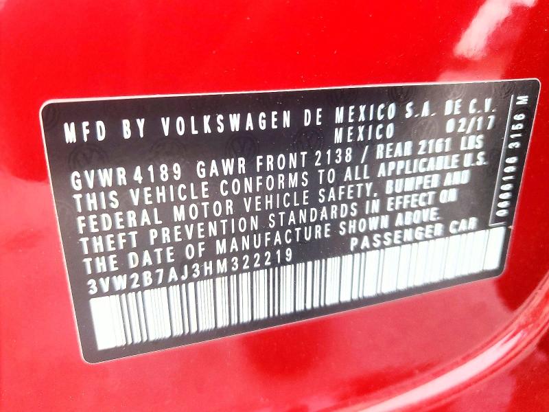 Продаж на аукціоні авто 2017 Volkswagen Jetta, vin: 3VW2B7AJ3HM322219, номер лоту: 79761795