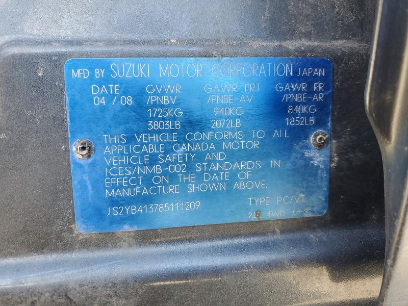Продажа на аукционе авто 2008 Suzuki Sx4, vin: JS2YB413785111209, номер лота: 79906025