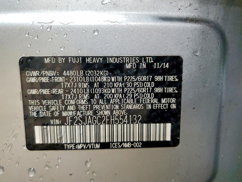 Aukcja sprzedaży 2015 Subaru Forester, vin: JF2SJAGC2FH554132, numer aukcji: 46640946