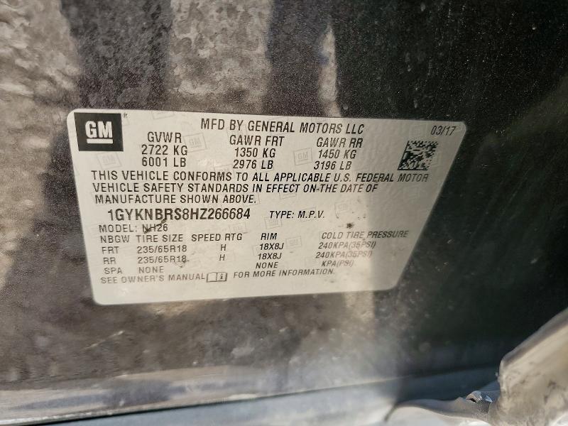 79631185 :رقم المزاد ، 1GYKNBRS8HZ266684 vin ، 2017 Cadillac Xt5 مزاد بيع