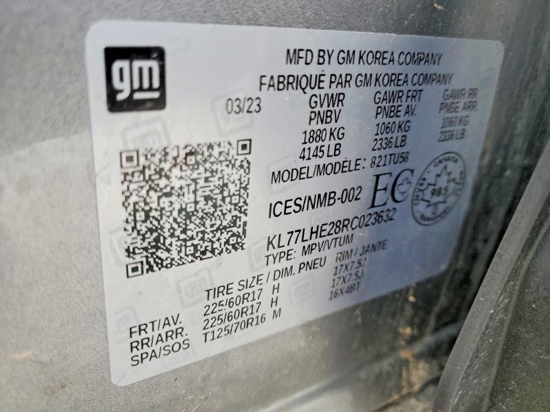 78295765 :رقم المزاد ، KL77LHE28RC023632 vin ، 2024 Chevrolet Trax مزاد بيع