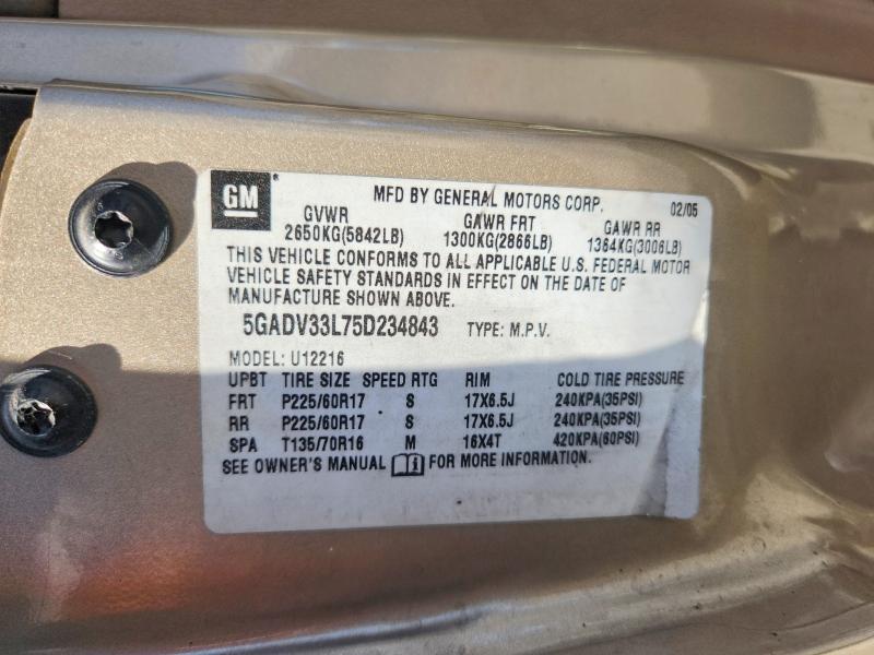 Продажа на аукционе авто 2005 Buick Terraza, vin: 5GADV33L75D234843, номер лота: 47136386