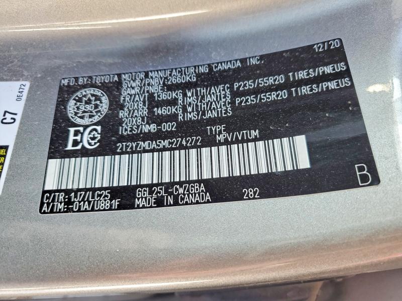 Aukcja sprzedaży 2021 Lexus Rx 350, vin: 2T2YZMDA5MC274272, numer aukcji: 79601935