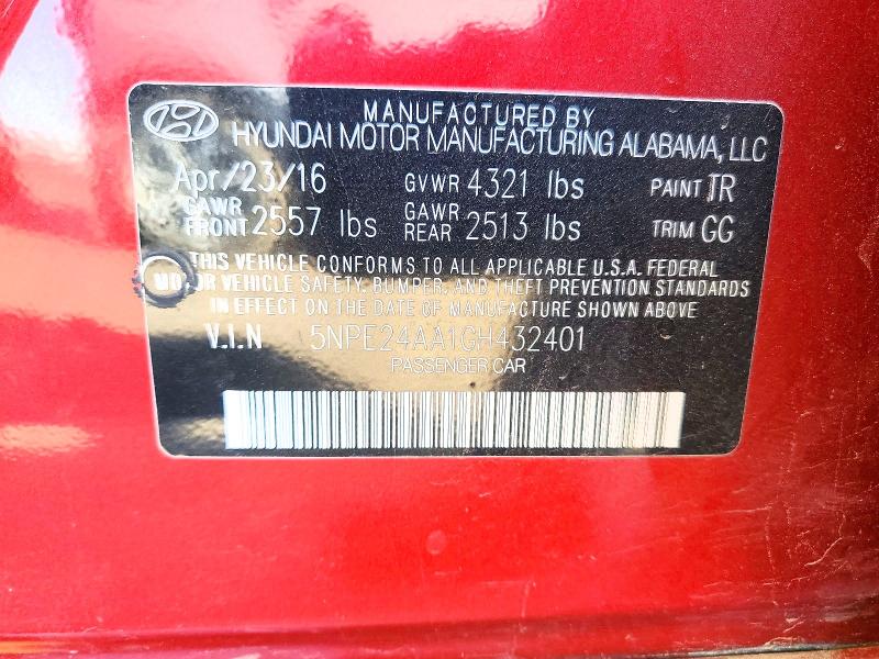 Продаж на аукціоні авто 2016 Hyundai Sonata, vin: 5NPE24AA1GH432401, номер лоту: 46501976