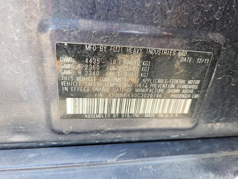46149966 :رقم المزاد ، 4S3BMBK60C3020746 vin ، 2012 Subaru Legacy مزاد بيع
