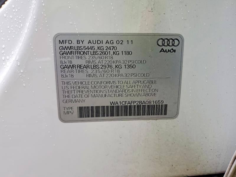 Продажа на аукционе авто 2011 Audi Q5, vin: WA1CFAFP2BA081659, номер лота: 47745626