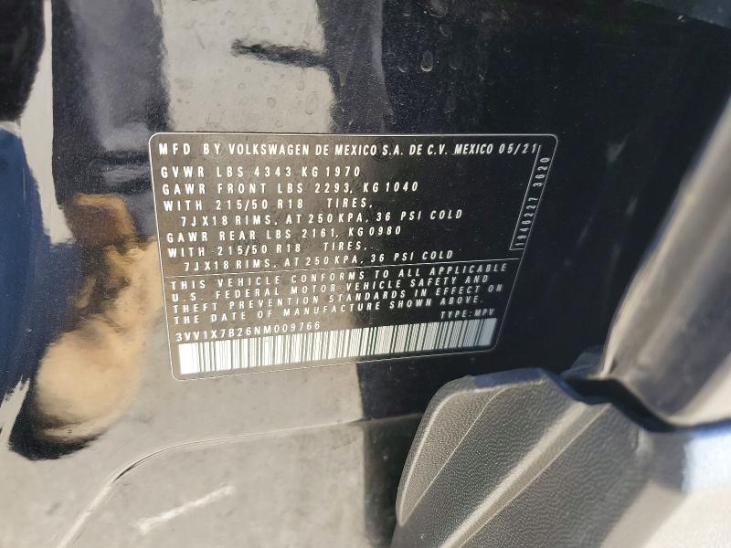 Aukcja sprzedaży 2022 Volkswagen Taos, vin: 3VV1X7B26NM009766, numer aukcji: 47422486