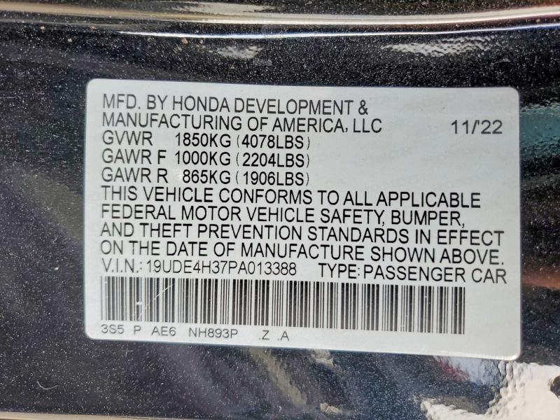 Продаж на аукціоні авто 2023 Acura Integra, vin: 19UDE4H37PA013388, номер лоту: 45622756