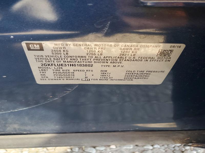 Aukcja sprzedaży 2017 Gmc Terrain, vin: 2GKFLUE31H6183802, numer aukcji: 47304326