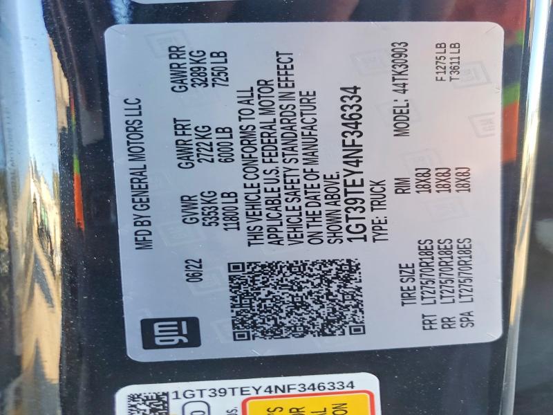 41774716 :رقم المزاد ، 1GT39TEY4NF346334 vin ، 2022 Gmc Sierra مزاد بيع