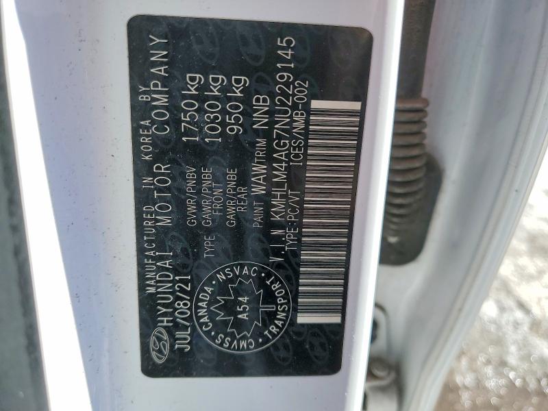 Продаж на аукціоні авто 2022 Hyundai Elantra, vin: KMHLM4AG7NU229145, номер лоту: 76438665