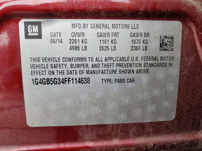 Продажа на аукционе авто 2015 Buick Lacrosse, vin: 1G4GB5G34FF114638, номер лота: 45932446