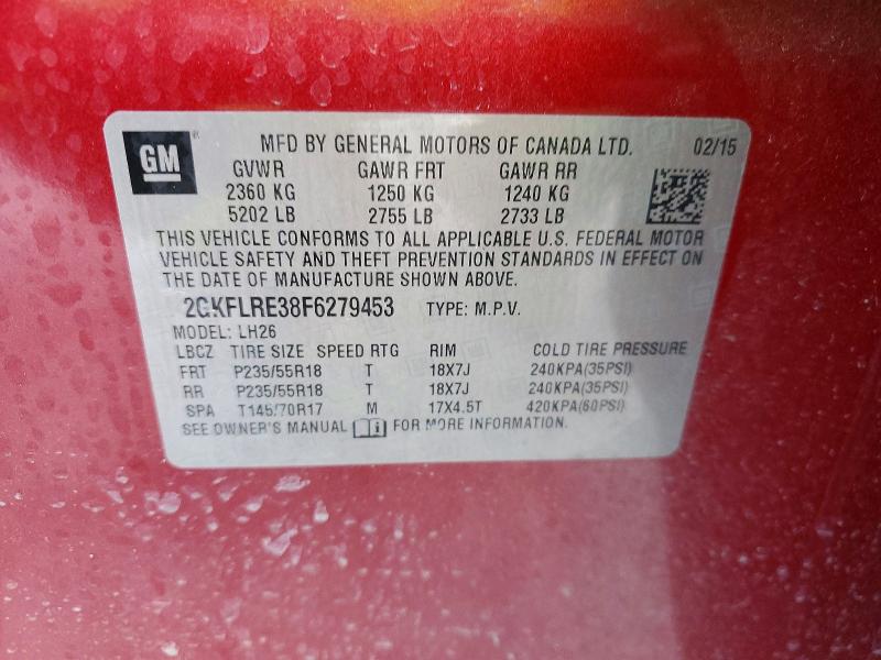 Aukcja sprzedaży 2015 Gmc Terrain, vin: 2GKFLRE38F6279453, numer aukcji: 45769636