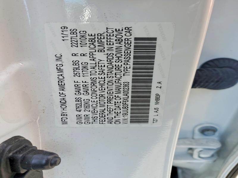 48435756 :رقم المزاد ، 19UUB3F6XLA002363 vin ، 2020 Acura Tlx مزاد بيع