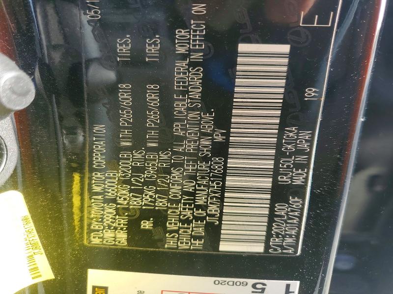 47634366 :رقم المزاد ، JTJBM7FX7H5176808 vin ، 2017 Lexus Gx 460 مزاد بيع