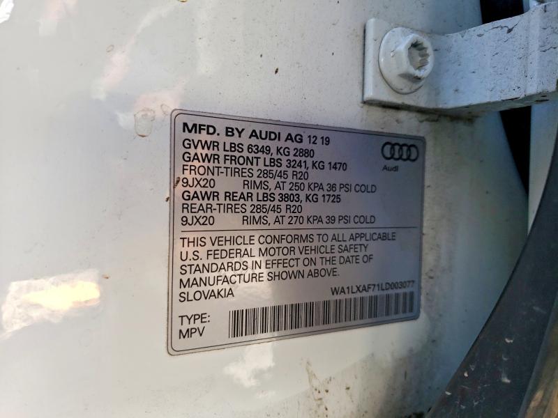 Продаж на аукціоні авто 2020 Audi Q7, vin: WA1LXAF71LD003077, номер лоту: 41640306