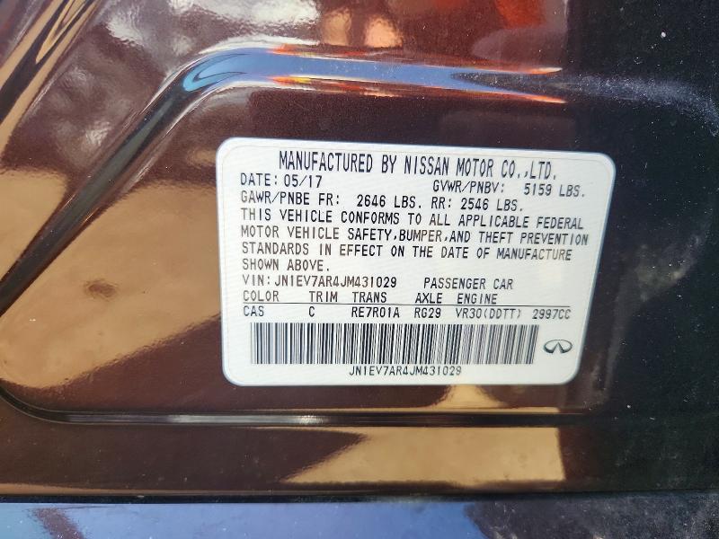 41987716 :رقم المزاد ، JN1EV7AR4JM431029 vin ، 2018 Infiniti Q50 مزاد بيع