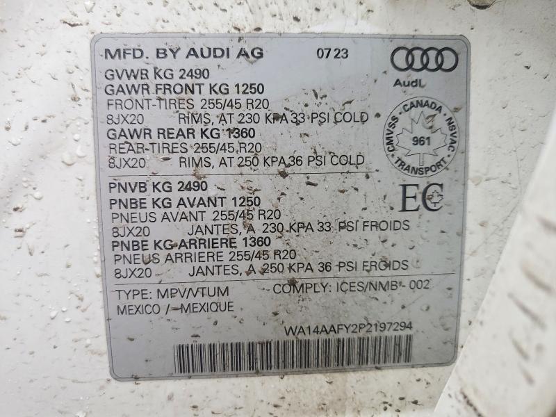 Aukcja sprzedaży 2023 Audi Q5, vin: WA14AAFY2P2197294, numer aukcji: 45644676