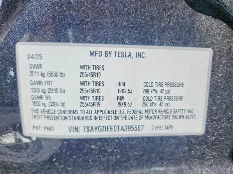 Aukcja sprzedaży 2026 Tesla Model Y, vin: 7SAYGDEE0TA395507, numer aukcji: 47543706