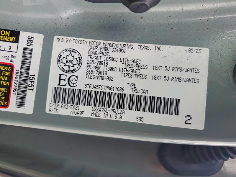 Продаж на аукціоні авто 2023 Toyota Tundra, vin: 5TFJA5EC7PX017686, номер лоту: 74866605