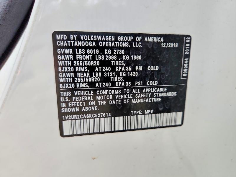 Aukcja sprzedaży 2019 Volkswagen Atlas, vin: 1V2UR2CA6KC527614, numer aukcji: 41718986