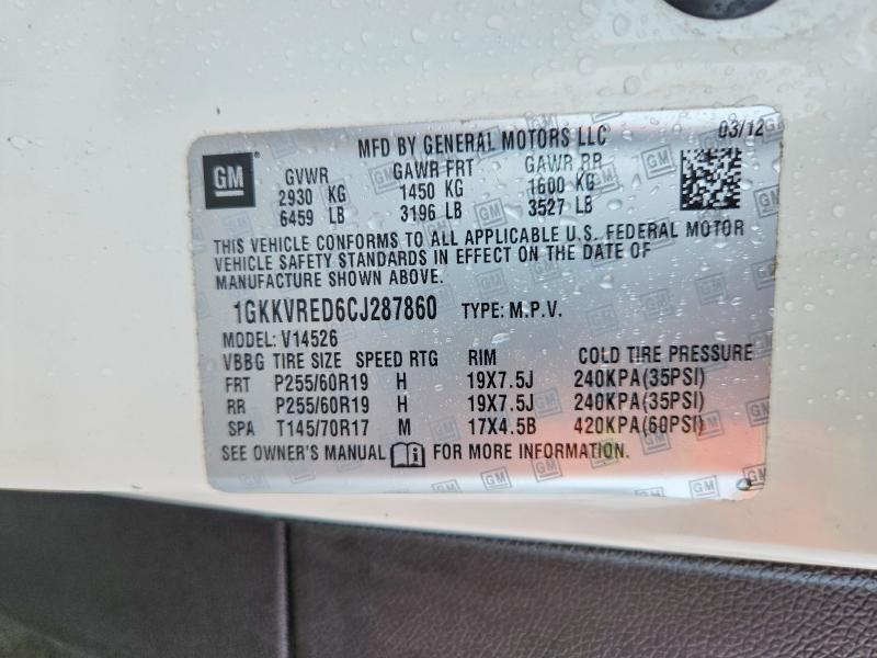 Продаж на аукціоні авто 2012 Gmc Acadia, vin: 1GKKVRED6CJ287860, номер лоту: 78787295