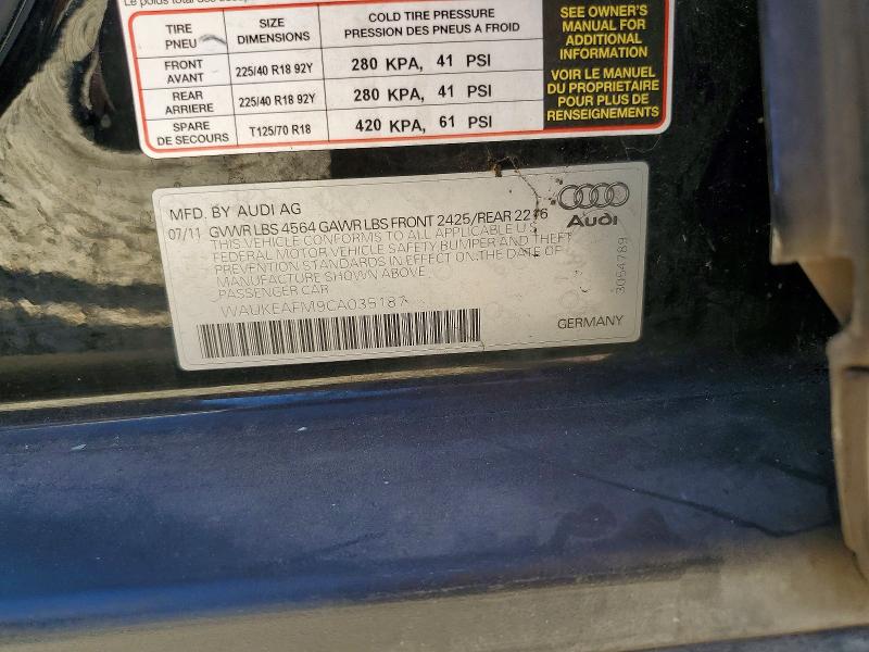 2012 Audi A3 მანქანა იყიდება აუქციონზე, vin: WAUKEAFM9CA035187, აუქციონის ნომერი: 47121166