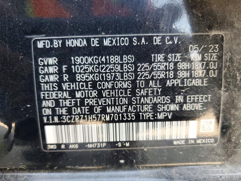 47574116 :رقم المزاد ، 3CZRZ1H57RM701335 vin ، 2024 Honda Hr-v مزاد بيع
