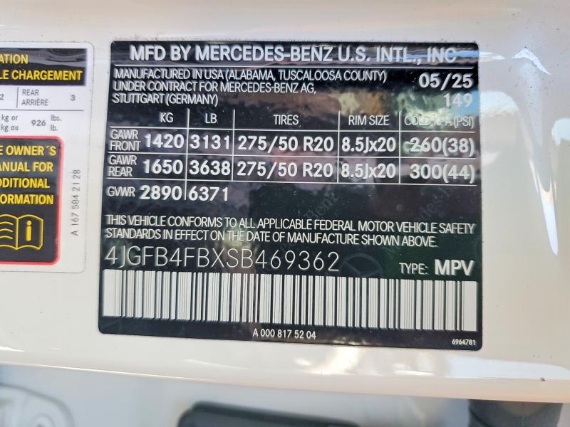 Продаж на аукціоні авто 2025 Mercedes-benz Gle, vin: 4JGFB4FBXSB469362, номер лоту: 46393086