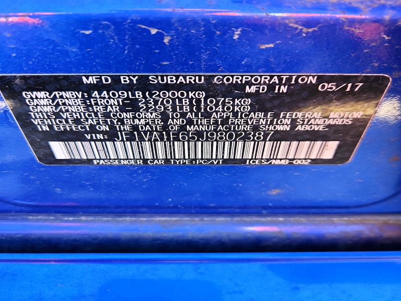 Aukcja sprzedaży 2018 Subaru Wrx, vin: JF1VA1F65J9802387, numer aukcji: 47349566