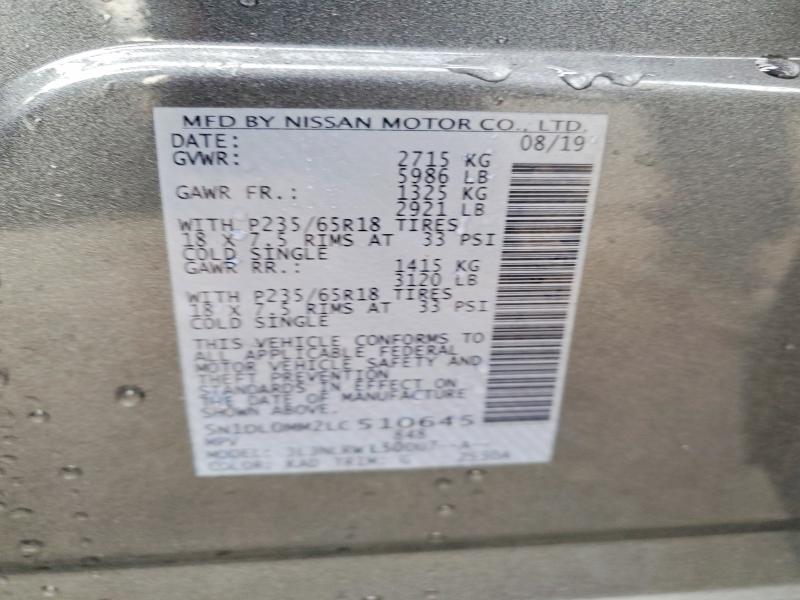 Aukcja sprzedaży 2020 Infiniti Qx60, vin: 5N1DL0MM2LC510645, numer aukcji: 46976996