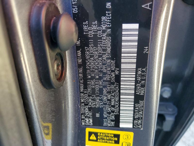 46708836 :رقم المزاد ، 5TDZA3EH8DS040477 vin ، 2013 Toyota Highlander مزاد بيع