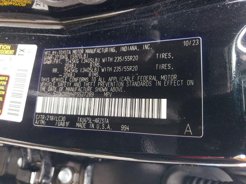 Продажа на аукционе авто 2023 Toyota Highlander, vin: 5TDKDRBH4PS527289, номер лота: 46366236