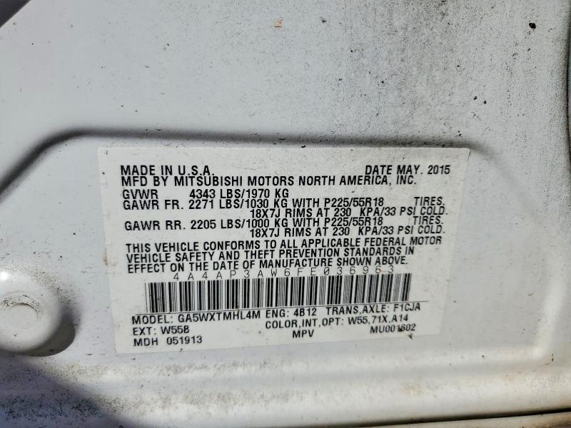 Продаж на аукціоні авто 2015 Mitsubishi Outlander Sport, vin: 4A4AP3AW6FE036963, номер лоту: 45914636